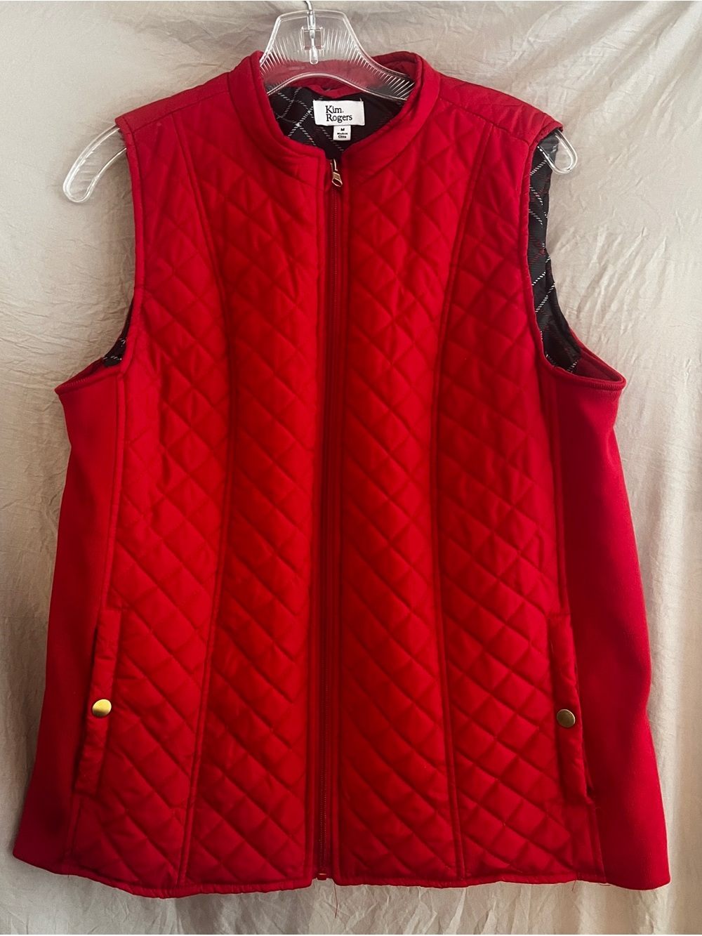 Kim Rogers Quilted Sleeveless Vest in Bright Red